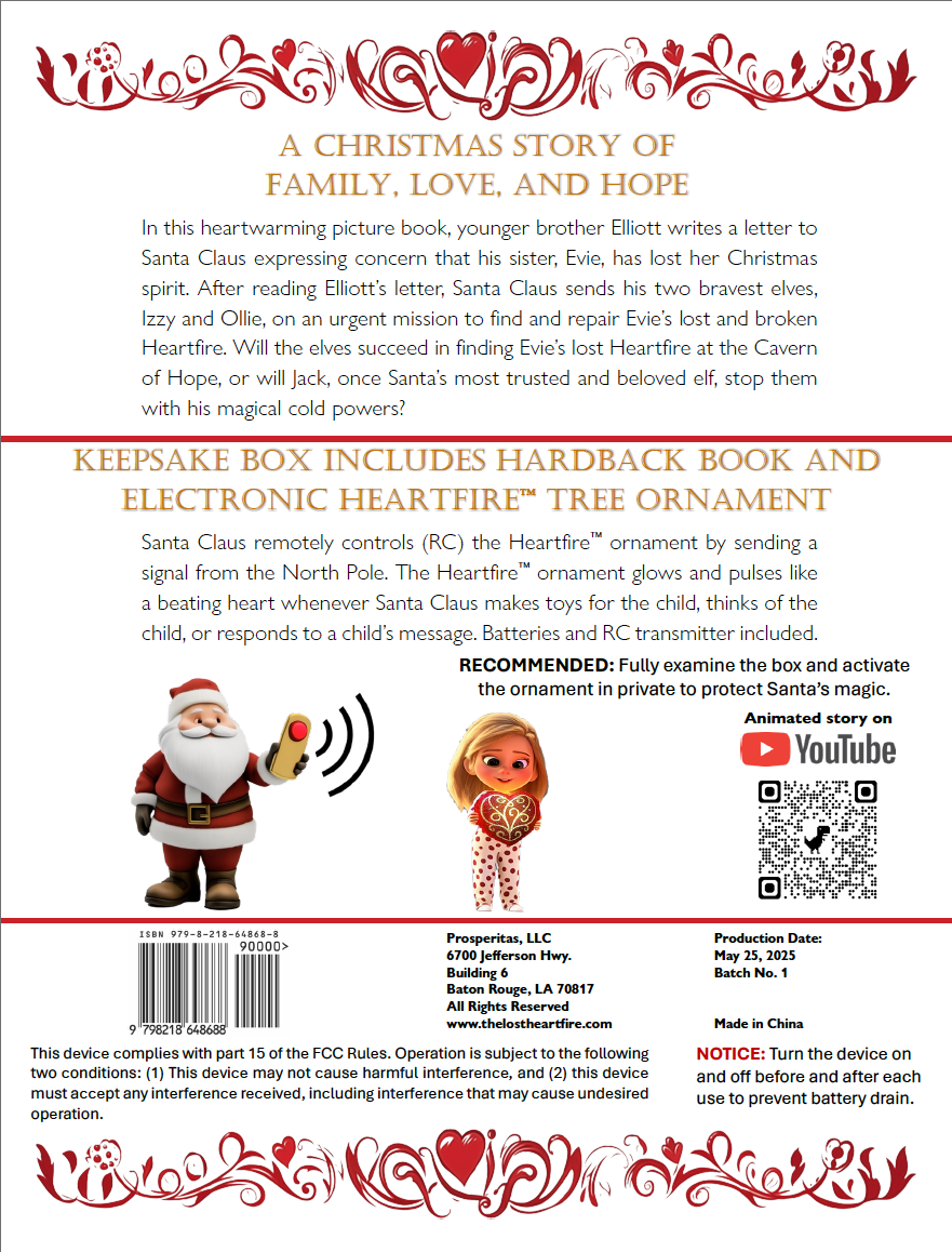 Santa Claus and the Lost Heartfire - Picture Book and Interactive Ornament